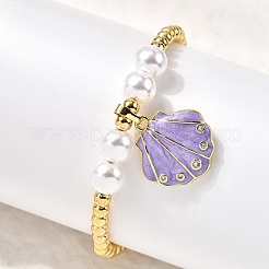 Brass Micro Pave Cubic Zirconia Charm Bracelets&nbsp;BJEW-P358-02G