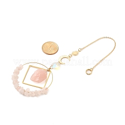 Natural Rose Quartz Chip Beaded Hanging Suncatchers&nbsp;HJEW-TA00288-02