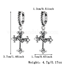 Vintage Punk Style S925 Silver Cross Earrings Fashion Ear Hoops&nbsp;MA2169