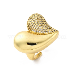 Brass Micro Pave Cubic Zirconia Adjustable Cuff Rings for Women&nbsp;RJEW-U053-07G