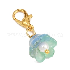 Transparent Glass Flower Pendant Decorations&nbsp;HJEW-JM04148