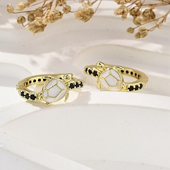 Brass Micro Pave Cubic Zirconia Hoop Earrings&nbsp;EJEW-C136-01B-02