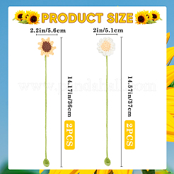 4Pcs 2 Styles Woolen Yarn Crochet Plant Bookmarks&nbsp;AJEW-CP0007-94