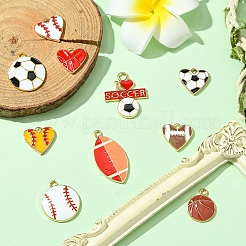10Pcs 10 Styles Sports Style Balls Alloy Enamel Pendants&nbsp;ENAM-YW0004-55