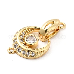 Rack Plating Brass Pave Clear Cubic Zirconia Fold Over Clasps&nbsp;KK-K270-04G