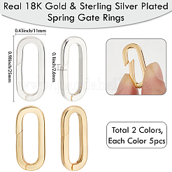 10Pcs 2 Colors Brass Spring Gate Rings&nbsp;KK-BBC0018-26A