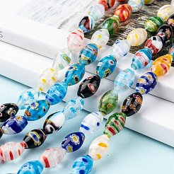Oval Handmade Millefiori Glass Beads Strands&nbsp;LK-R004-37
