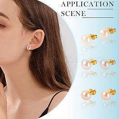 6Pcs 3 Colors Natural Cultured Freshwater Pearl Stud Earrings&nbsp;EJEW-TAC00027