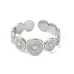 304 Stainless Steel Sun Flower Open Cuff Rings&nbsp;RJEW-M019-28P
