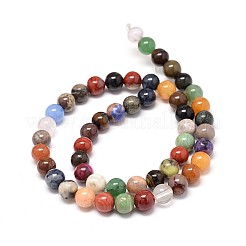 Natural Assorted Stone Round Bead Strands&nbsp;G-P075-31-10mm