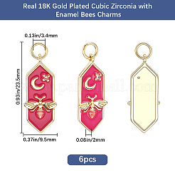 6Pcs Brass Micro Pave Cubic Zirconia Pendants&nbsp;KK-BBC0025-85