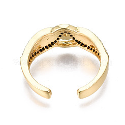 Real 16K Gold Plated Owl with Evil Eye Enamel Cuff Ring for Girl Women&nbsp;RJEW-N035-044-NF