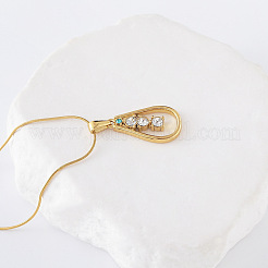 3Pcs Stainless Steel Crystal Rhinestone Teardrop Pendant Necklaces for Women&nbsp;EC8769