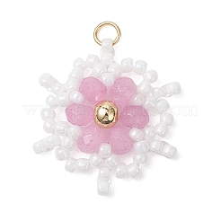 Copper Wired Natural Dyed Malaysia Jade Faceted Flower Pendants&nbsp;PALLOY-MZ01199