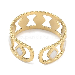 Ion Plating(IP) 304 Stainless Steel Enamel Cuff Finger Rings&nbsp;RJEW-L107-041G-01