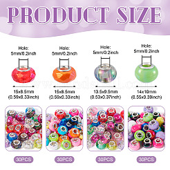 120Pcs 4 Styles Transparent & Opaque Large Hole Acrylic European Beads&nbsp;PACR-TA0001-14