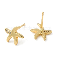 Rack Plating Brass Starfish Stud Earrings&nbsp;EJEW-M235-05G