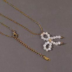 Glass Beaded Bowknot Pendant Necklaces&nbsp;LG8345-3