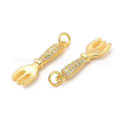 Rack Plating Brass Micro Pave Cubic Zirconia Tableware Pendants&nbsp;KK-I699-09G