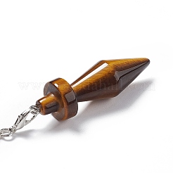 Natural Tiger Eye Pointed Dowsing Pendulums&nbsp;AJEW-B020-05P-02