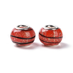 Handmade Lampwork Gold Sand Effect European Large Hole Rondelle Beads&nbsp;LPDL-M013-11
