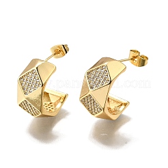 Brass Micro Pave Clear Cubic Zirconia Stud Earrings for Women&nbsp;EJEW-U056-05B-G