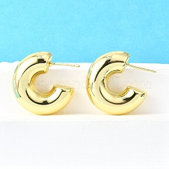 Rack Plating Brass C-shape Stud Earrings&nbsp;EJEW-G288-32D-G