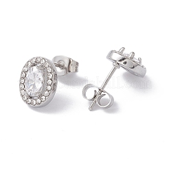 Cubic Zirconia & Rhinestone Oval Stud Earrings&nbsp;EJEW-A080-05P