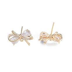 Brass Micro Pave Clear Cubic Zirconia Stud Earring Findings&nbsp;KK-T062-246G