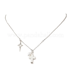 Alloy Cross Star Pendant Brass Cable Chain Necklaces for Women&nbsp;NJEW-JN05789