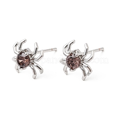 Spider Brass Micro Pave Cubic Zirconia Stud Earrings&nbsp;EJEW-L306-04P-02