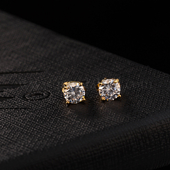 Real 18K Gold Plated Adorable Design Brass Cubic Zirconia Stud Earrings&nbsp;EJEW-EE0001-171B