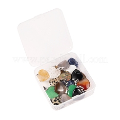 20Pcs 10 Style Heart Natural Gemstone Pendants&nbsp;G-LS0002-16