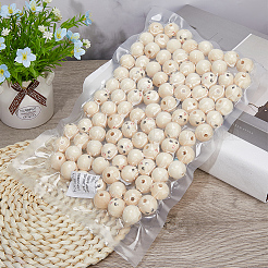 100Pcs Printed Wood European Beads&nbsp;WOOD-GF0002-06