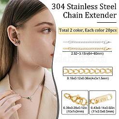 40Pcs 2 Colors 304 Stainless Steel Chain Extender&nbsp;FIND-BBC0001-20