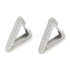 Rack Plating Triangle Brass Micro Pave Cubic Zirconia Hoop Earrings&nbsp;EJEW-Z059-14P