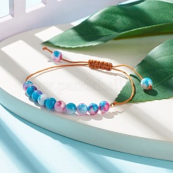 Round Natural White Jade Braided Bead Bracelet&nbsp;BJEW-JB07969-01