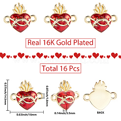 16Pcs Brass Enamel Sacred Heart of Jesus Links Connector Charms&nbsp;KK-SC0007-62