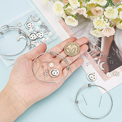 DIY Moon & Star Charm Bangle Making Kit&nbsp;DIY-BC0004-64
