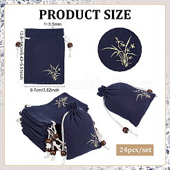 24Pcs Flower Printed Cotton & Linen Sachet Drawstring Pouches&nbsp;ABAG-PH0001-70C