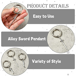 28Pcs 14 Styles Knife and Sword Alloy Shoes Charms&nbsp;HJEW-CJ00045