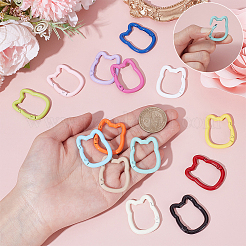 14Pcs 14 Colors Baking Paint Zinc Alloy Spring Gate Rings&nbsp;FIND-UN0009-91