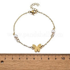 304 Stainless Steel Butterfly Link Bracelets&nbsp;BJEW-C098-01B-G