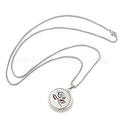 316 Surgical Stainless Steel Aromatherapy Diffuser Perfume Hollow Flat Round Pendant Box Chain Necklaces&nbsp;NJEW-R016-01P-02