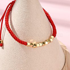 Polyester Cord Braided Bead Bracelets for Women Men&nbsp;BJEW-L698-02G-02