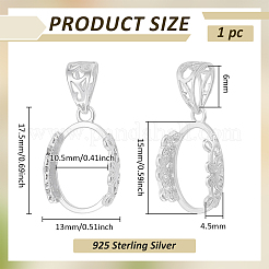 1Pc 925 Sterling Silver Pendant Cabochon Settings&nbsp;STER-BC0003-78B