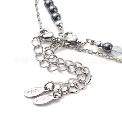 2Pcs 2 Style 304 Stainless Steel Shell & Star Charms Lariat Necklaces Set with Natural Pearl&nbsp;NJEW-JN03978