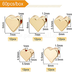 60Pcs 5 Style Brass Beads&nbsp;KK-BC0002-95