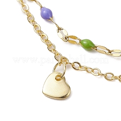 304 Stainless Steel & Brass Double Layer Chain Anklets&nbsp;AJEW-AN00629-03