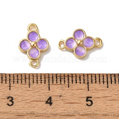 Rack Plating Brass Medium Purple Enamel Flower Links Connector Charms&nbsp;KK-G504-02G
